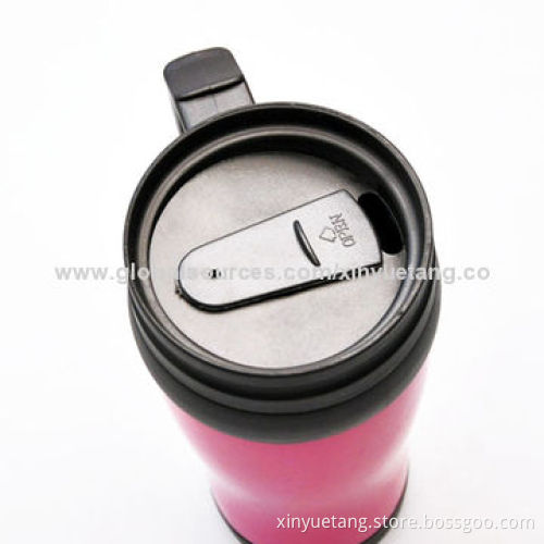 Plastic Travel Mug with Handle, PS Material, Food Grade, Mcdonalds Audit Factory, Sized 6 x 17.2cm